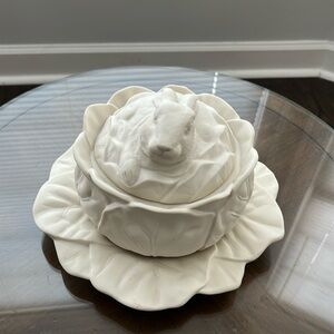 Ceramic Bunny Rabbit Handmade in Mexico Bowl & Plate